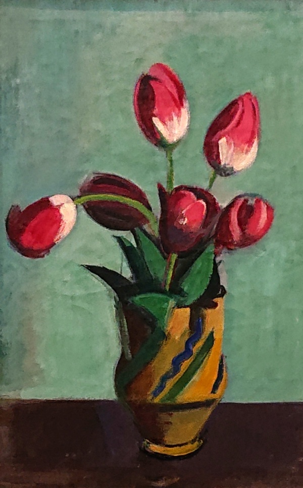Rudolf Levy, Rote Tulpen im Keramikkrug
